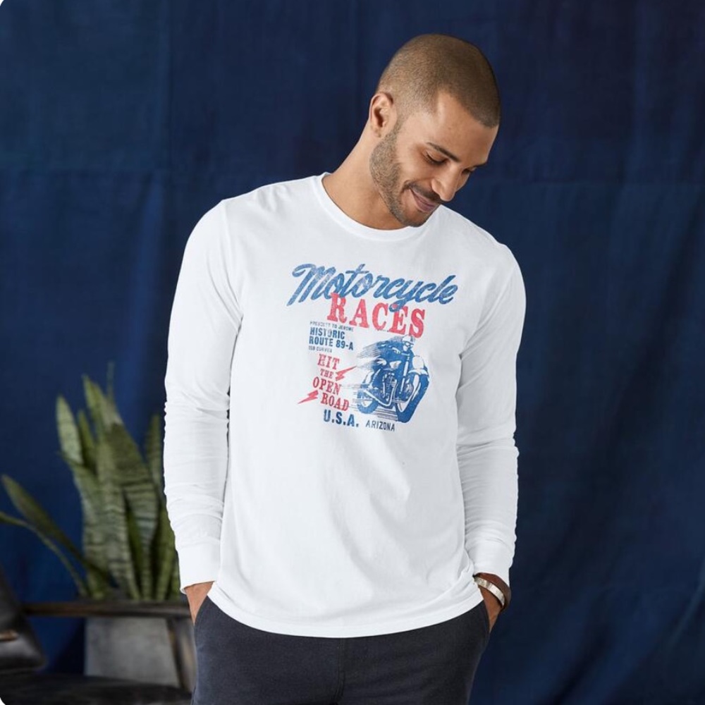 NEW Sundance Catalog Reserve 84 Motorcycle Races Tee T-shirt